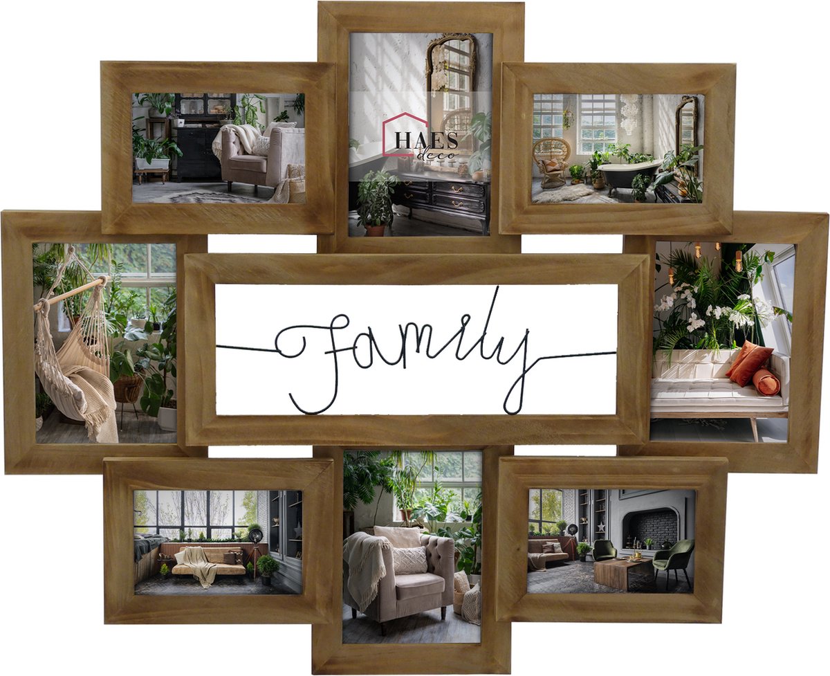 HAES deco - Houten Multi Fotolijst Family Voor Foto Formaat 4x 10x15 En 4x 13x18 - Mp144 - Bruin