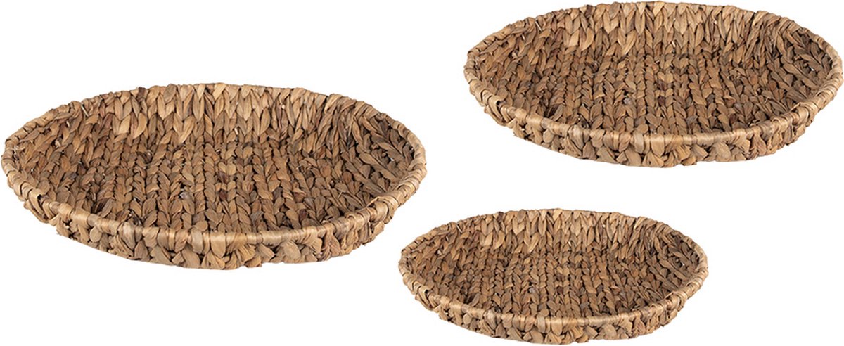 Clayre & Eef Opbergmanden Set Van 3 Ø 40 Cm Rotan Rond Mand Opbergmand Mand Opbergmand - Bruin