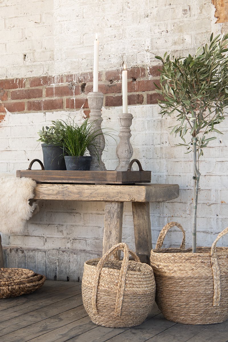 Clayre & Eef Opbergmanden Set Van 3 Ø 40 Cm Rotan Rond Mand Opbergmand Mand Opbergmand - Bruin