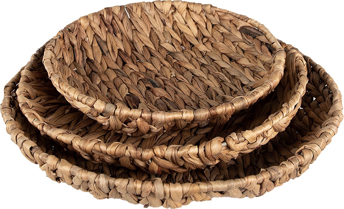 Clayre & Eef Opbergmanden Set Van 3 Ø 40 Cm Rotan Rond Mand Opbergmand Mand Opbergmand - Bruin