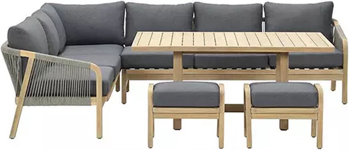 Garden Impressions Alora Lounge Dining Set 5-delig Links - Donker Grijs - Bruin