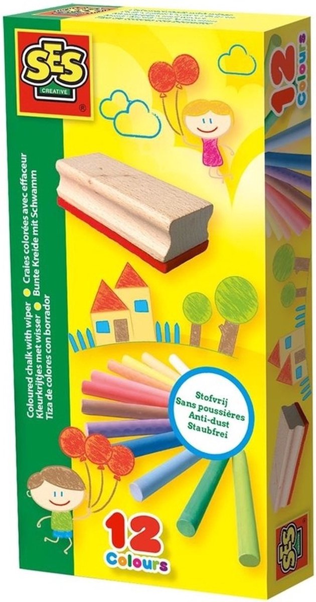 Tender Toys Schoolbord/krijtbord Incl. 13 Kleuren Krijtjes Met Wisser 30 X 40 Cm - Krijtborden - Zwart