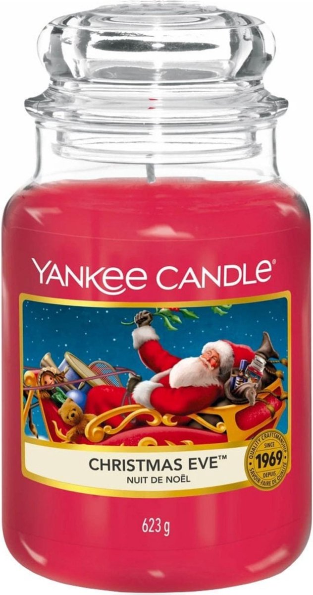 Yankee Candle - Christmas Eve Geurkaars - Large Jar - Tot 150 Branduren - Rood