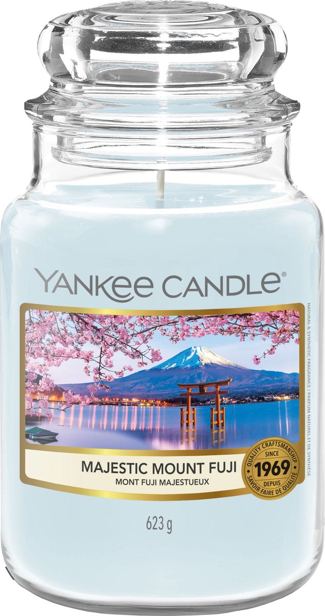 Yankee Candle - Majestic Mount Fuji Geurkaars - Large Jar - Tot 150 Branduren - Blauw