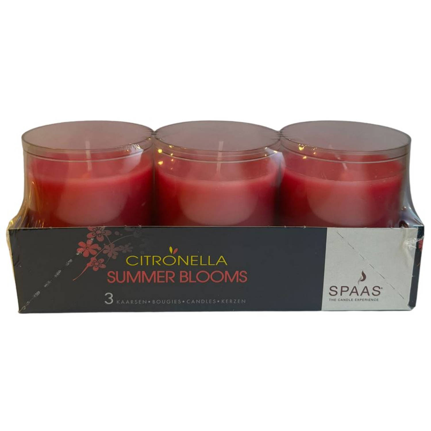 Spaas - Set Van 3 Geurkaarsjes - Citronella Summer Blooms - Tot 24 Branduren - Roze