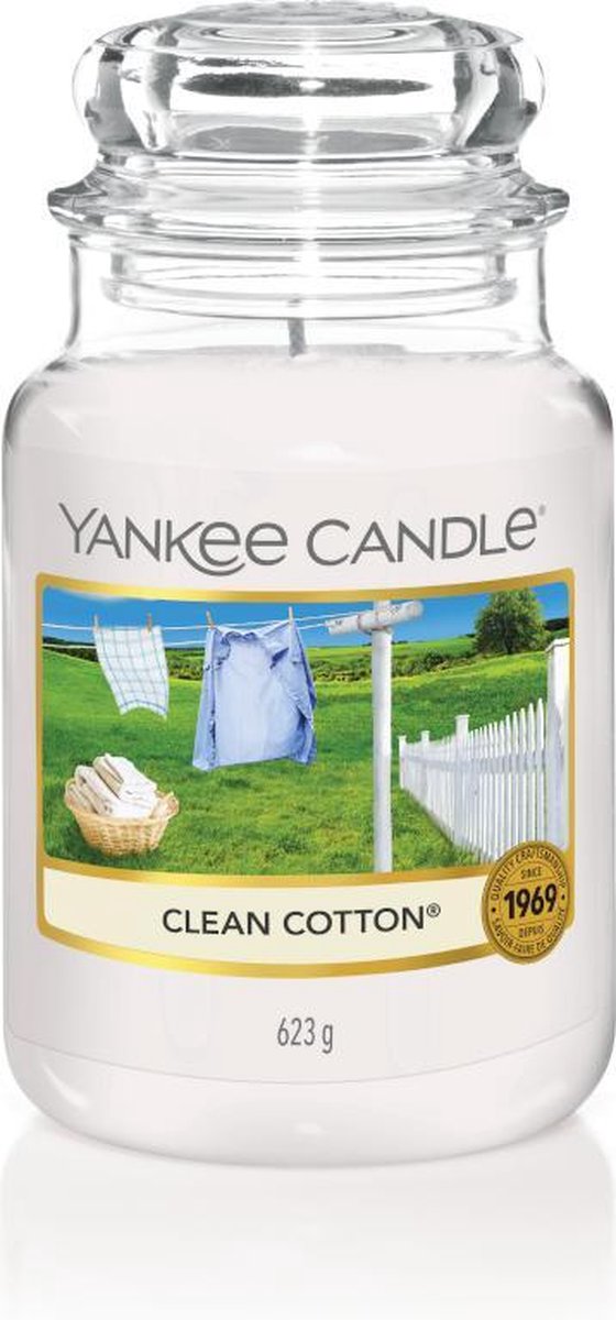 Yankee Candle - Clean Cotton Geurkaars - Large Jar - Tot 150 Branduren