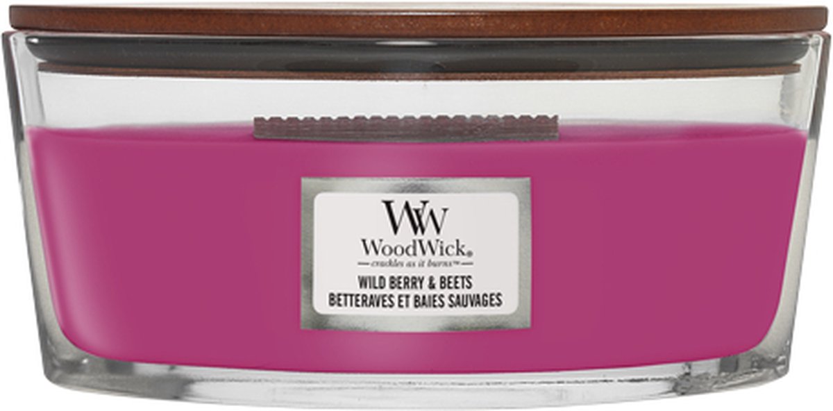 Woodwick - Ellipse Hearthwick Flame Geurkaars - Wild Berry & Beets - Tot 50 Branduren - Paars