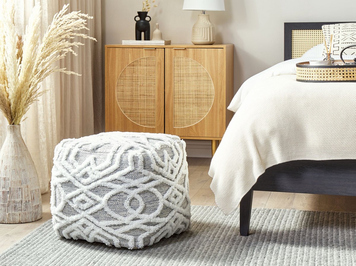 Beliani Bhilwara - Poef-wit-katoen