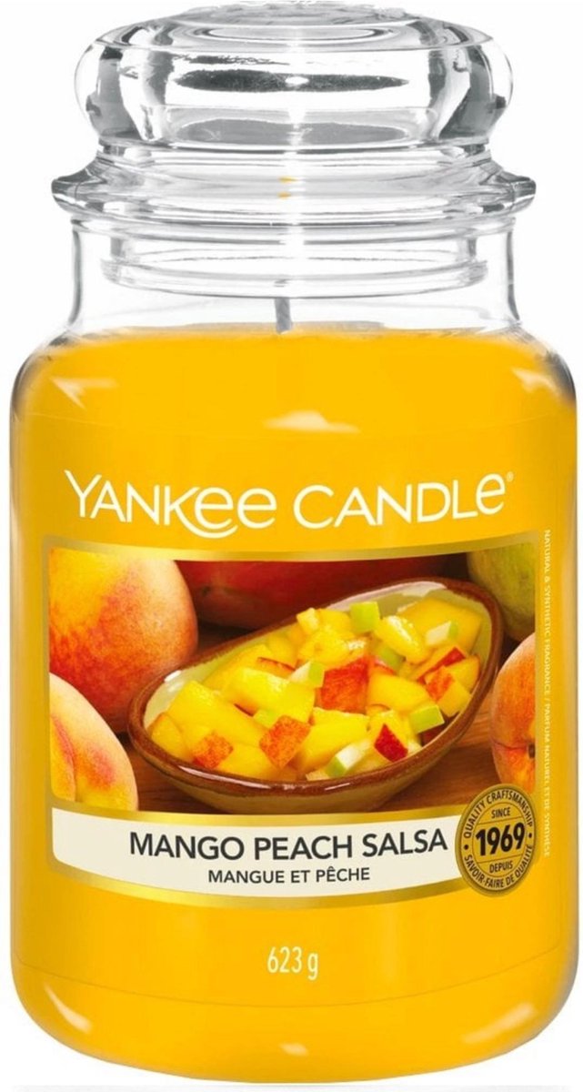 Yankee Candle - Mango Peach Salsa Geurkaars - Large Jar - Tot 150 Branduren - Oranje