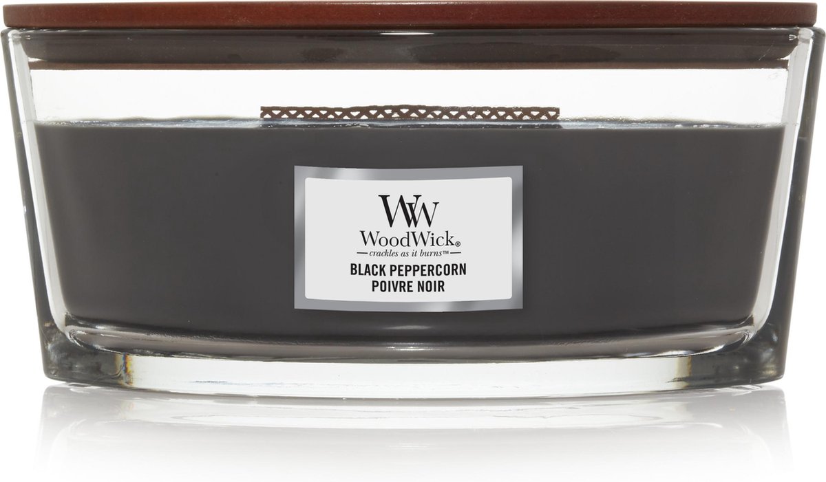 Woodwick - Ellipse Hearthwick Flame Geurkaars - Black Peppercorn - Tot 50 Branduren - Zwart