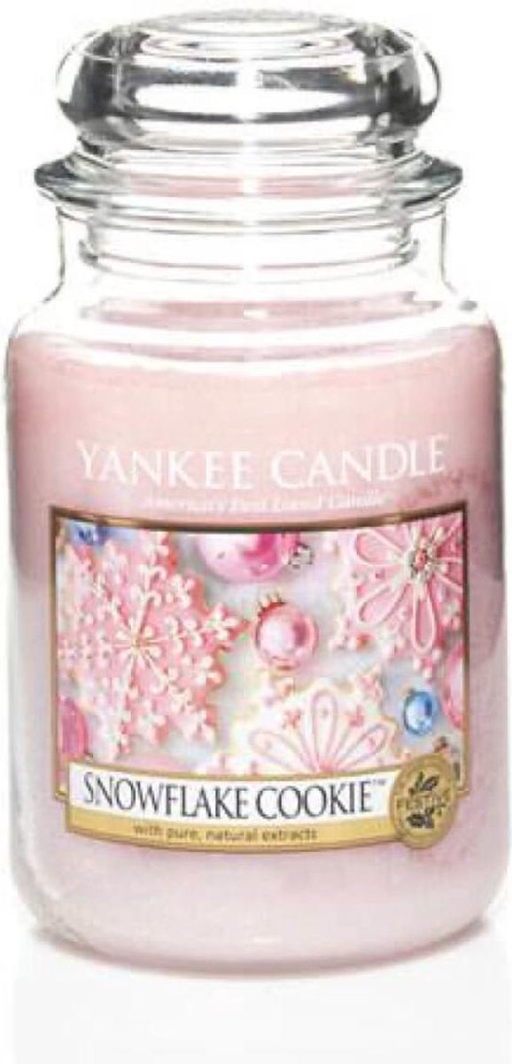 Yankee Candle - Snowflake Cookie Geurkaars - Large Jar - Tot 150 Branduren - Roze