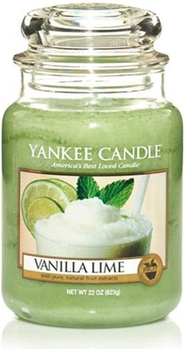 Yankee Candle - Vanilla Lime Geurkaars - Large Jar - Tot 150 Branduren - Groen