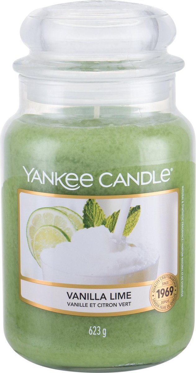 Yankee Candle - Vanilla Lime Geurkaars - Large Jar - Tot 150 Branduren - Groen