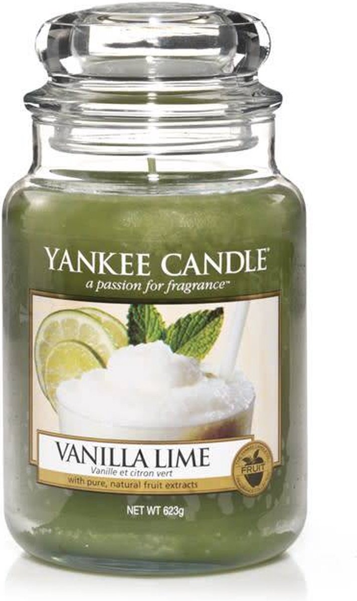 Yankee Candle - Vanilla Lime Geurkaars - Large Jar - Tot 150 Branduren - Groen