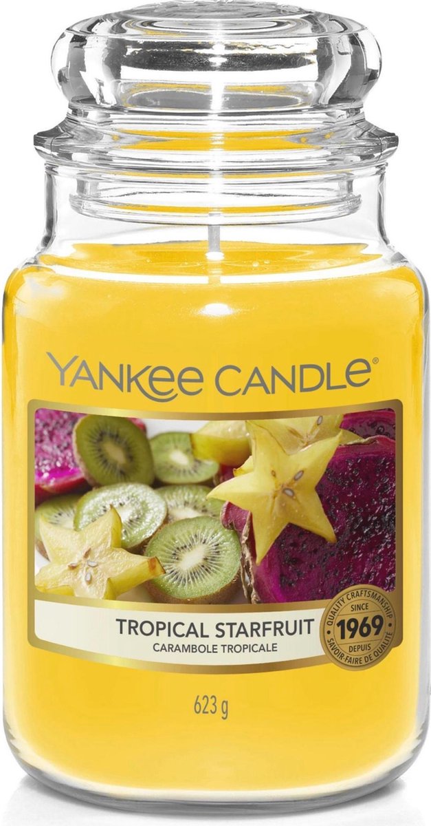 Yankee Candle - Tropical Starfruit Geurkaars - Large Jar - Tot 150 Branduren - Geel