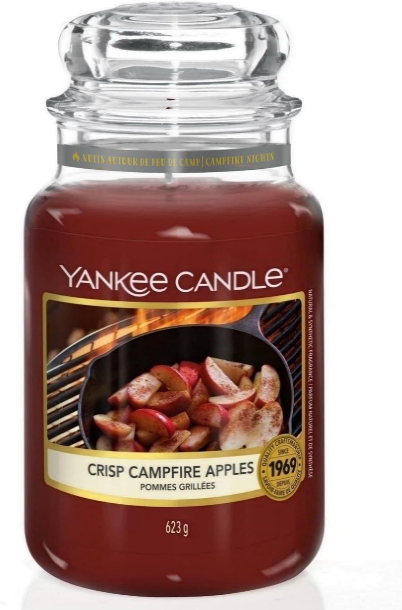 Yankee Candle - Crisp Campfire Apples Geurkaars - Large Jar - Tot 150 Branduren - Rood