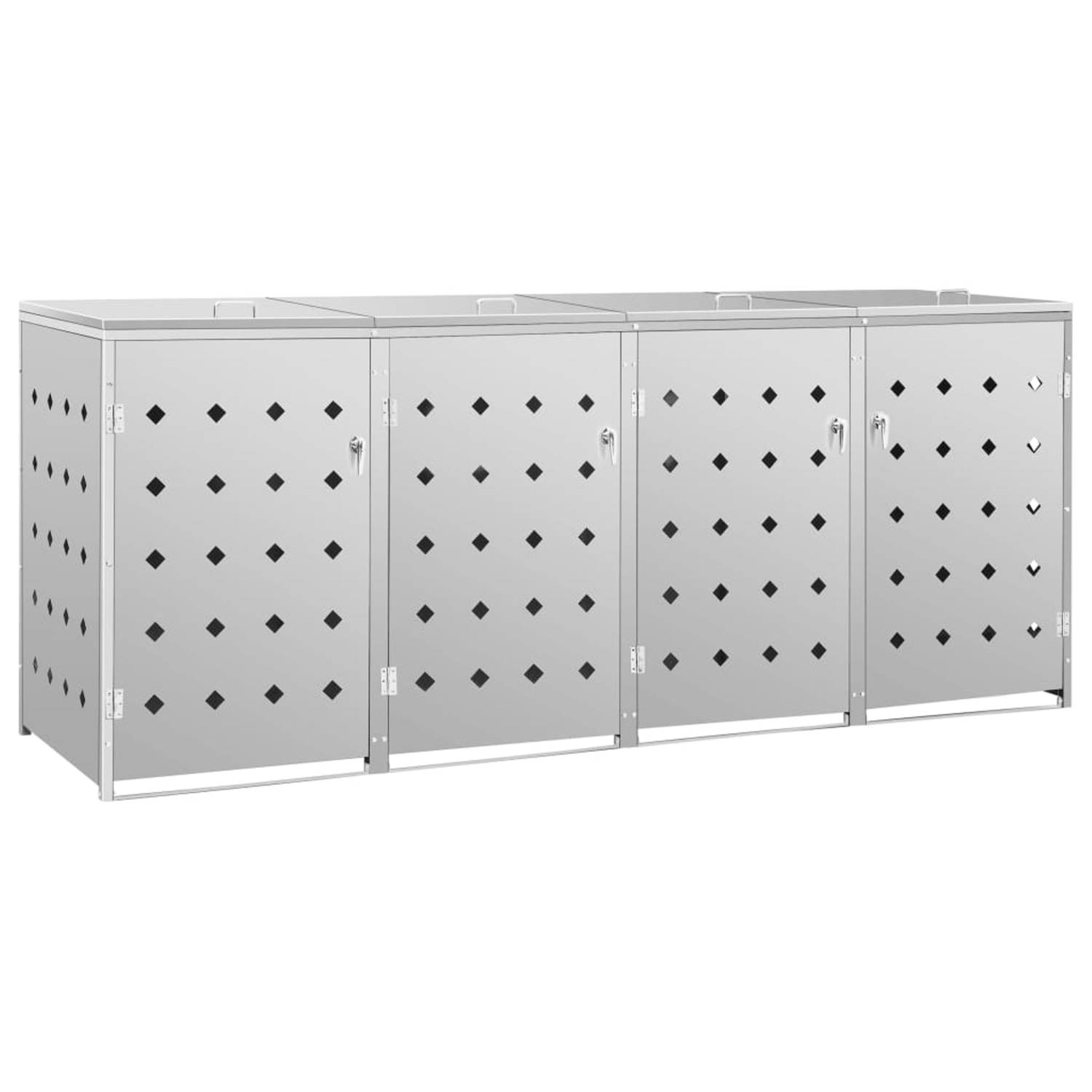 Vidaxl Containerberging Vierdubbel 240 L Roestvrij Staal - Silver