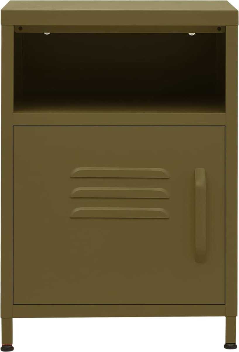 Vidaxl Nachtkastje 35x35x51 Cm Staal Olijf - Groen