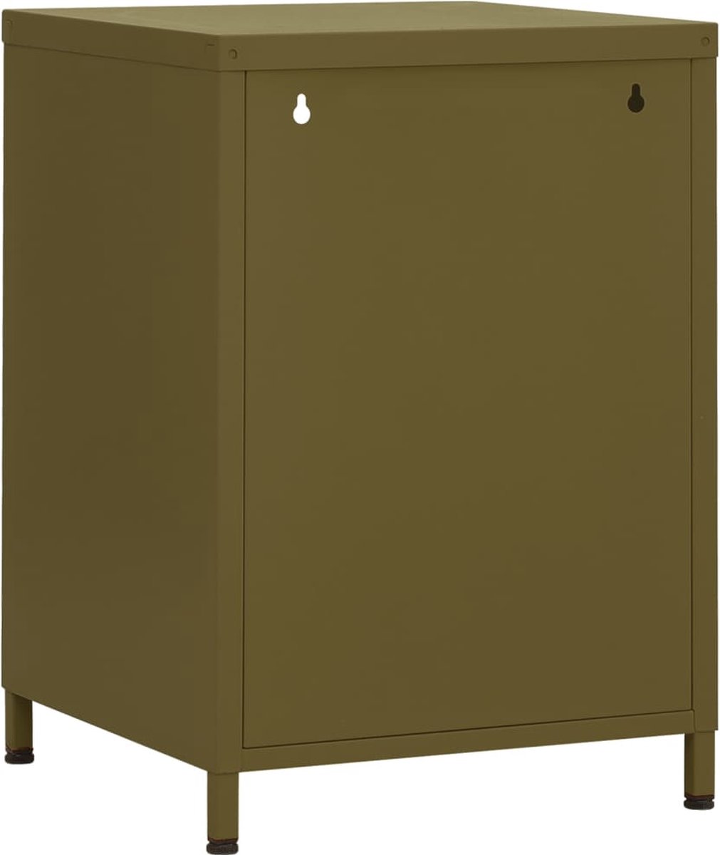 Vidaxl Nachtkastje 35x35x51 Cm Staal Olijf - Groen