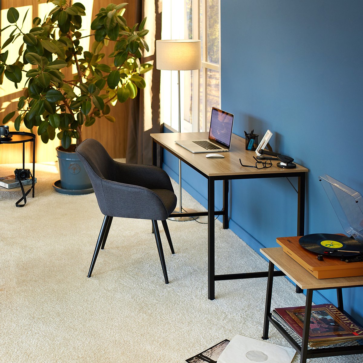 Tectake - Bureau Jenkins 100 Cm - Industrieel - Donker - 404459 - Bruin