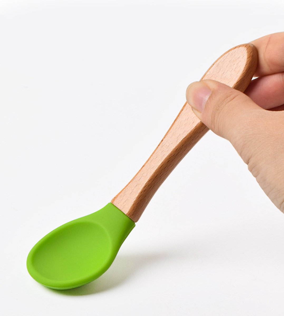 Dutsi - Siliconen En Hout Kinderbestekset - Wijnrood