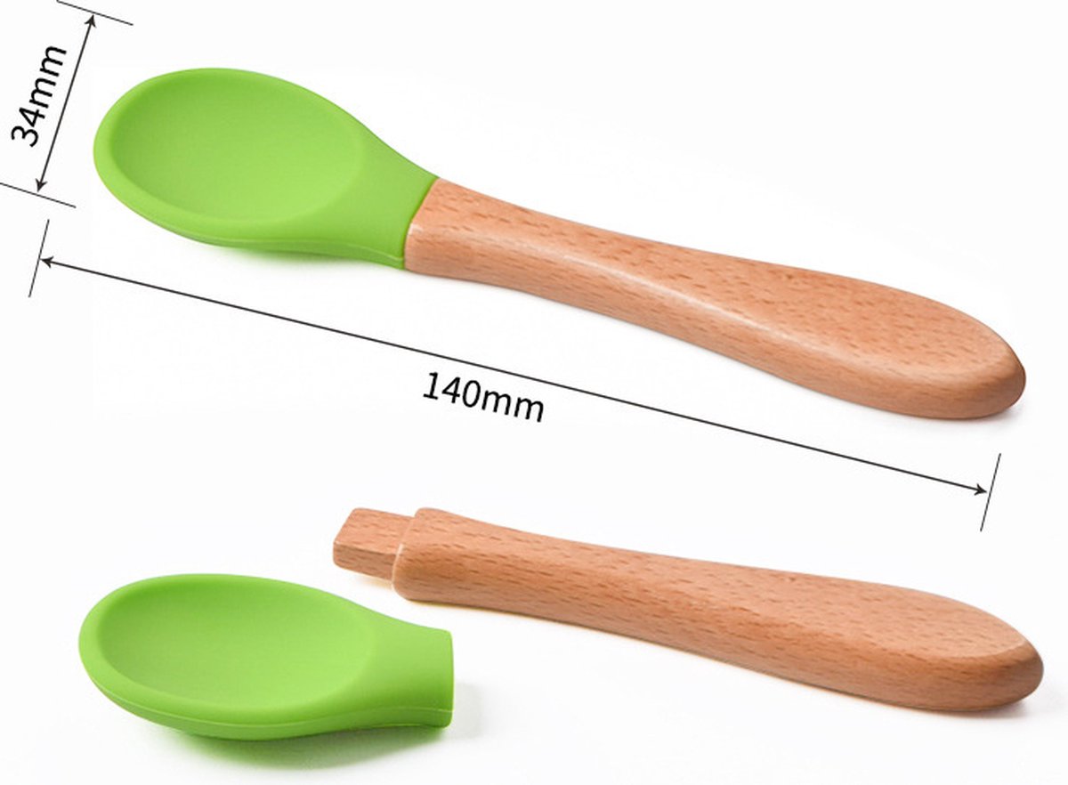 Dutsi - Siliconen En Hout Kinderbestekset - Wijnrood