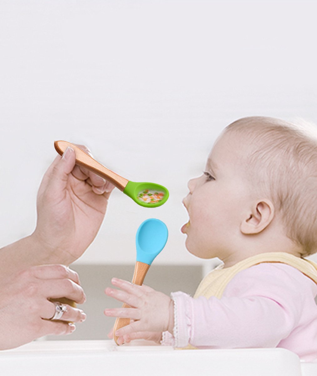 Dutsi - Siliconen En Hout Kinderbestekset - Wijnrood