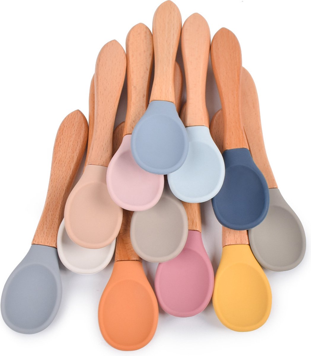 Dutsi - Siliconen En Hout Kinderbestekset - Wijnrood