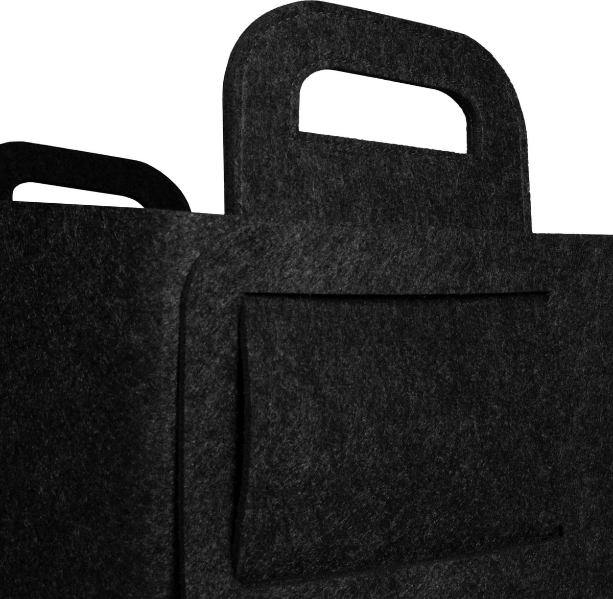 Quvio Opbergmand / Organizer Vilt Rechthoek Groot - Gemêleerd - Set Van 6 - Zwart