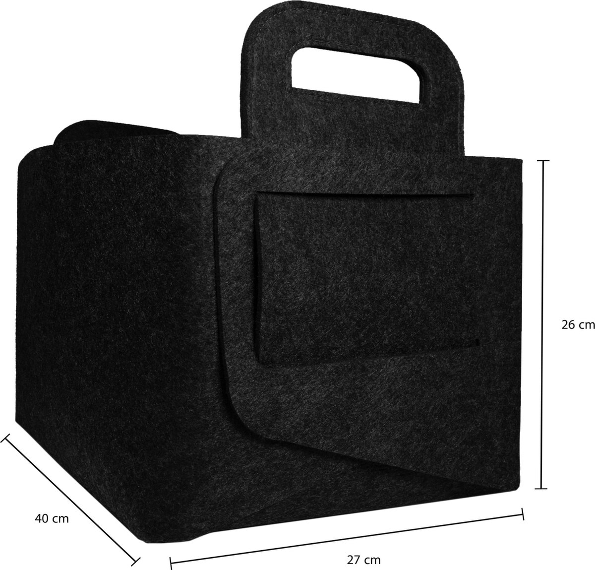 Quvio Opbergmand / Organizer Vilt Rechthoek Groot - Gemêleerd - Set Van 6 - Zwart