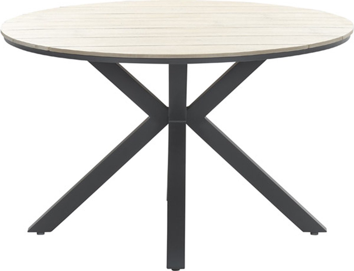 Garden Impressions Edison tafel diameter122 cm carbon black/ light teak polyw - Bruin