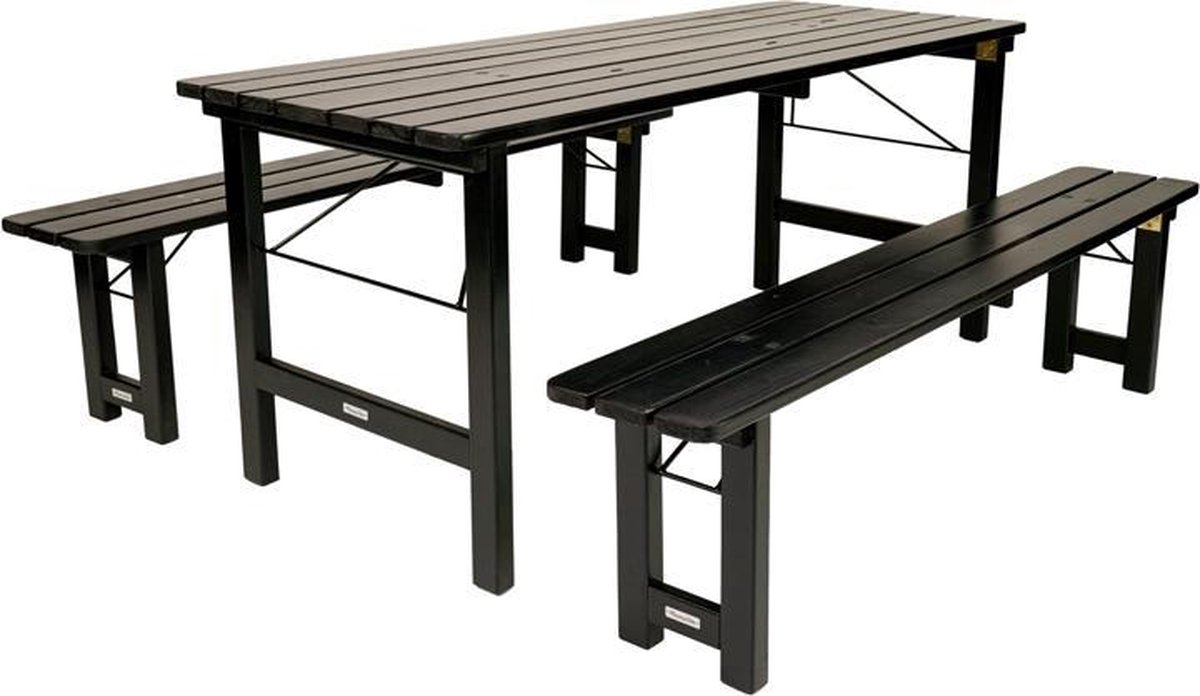 MaximaVida inklapbare picknickset Riga 200 cm blackwash - Zwart