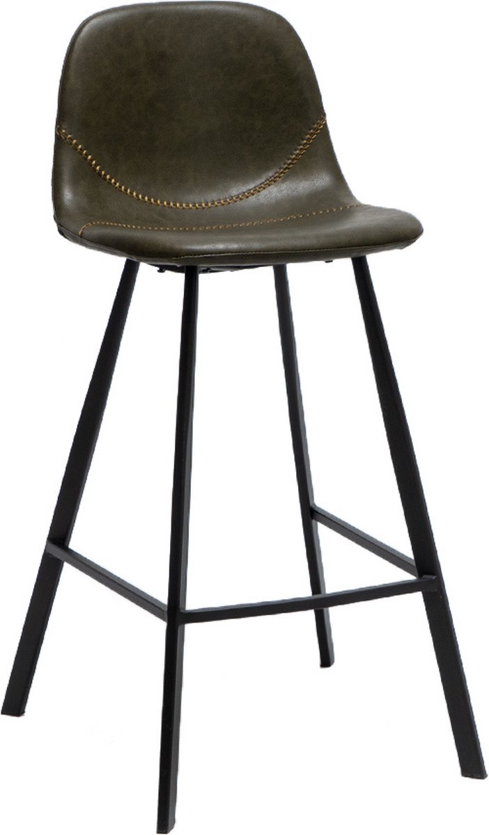 Bronx71 Industriële Barkruk Logan Olijf Leer Eco-leer 70 Cm. - Groen