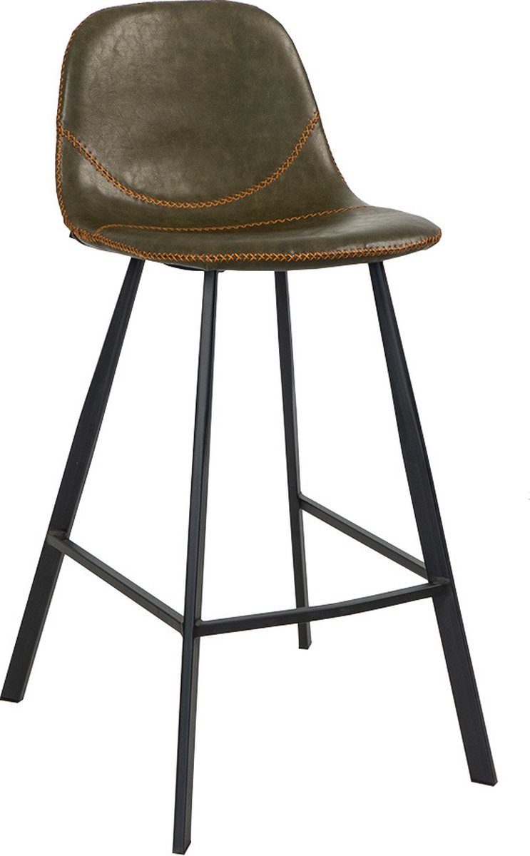 Bronx71 Industriële Barkruk Logan Olijf Leer Eco-leer 70 Cm. - Groen