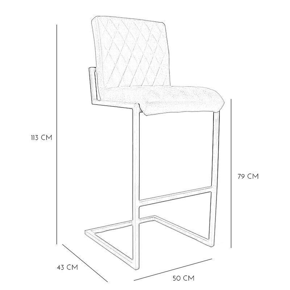 Bronx71 Industriële Barkruk Diamond Antraciet Leer 79 Cm. - Grijs