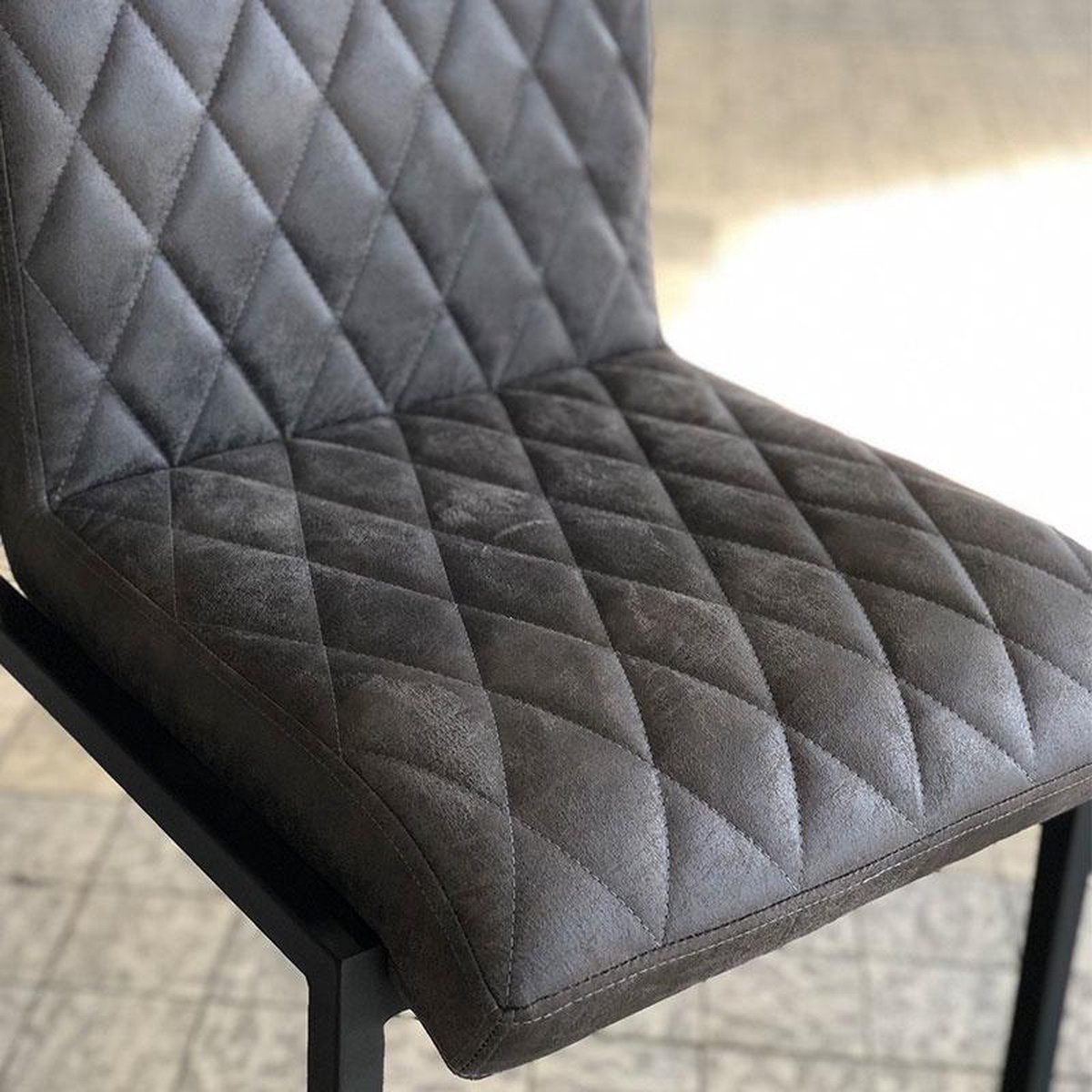 Bronx71 Industriële Barkruk Diamond Antraciet Leer 79 Cm. - Grijs
