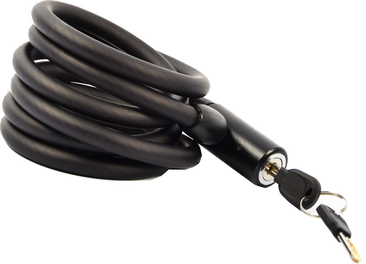 Kabelslot Met 12 Mm Dik Inclusief 2 Sleutels Verkrijgbaar In 3 Kleuren. - Zwart