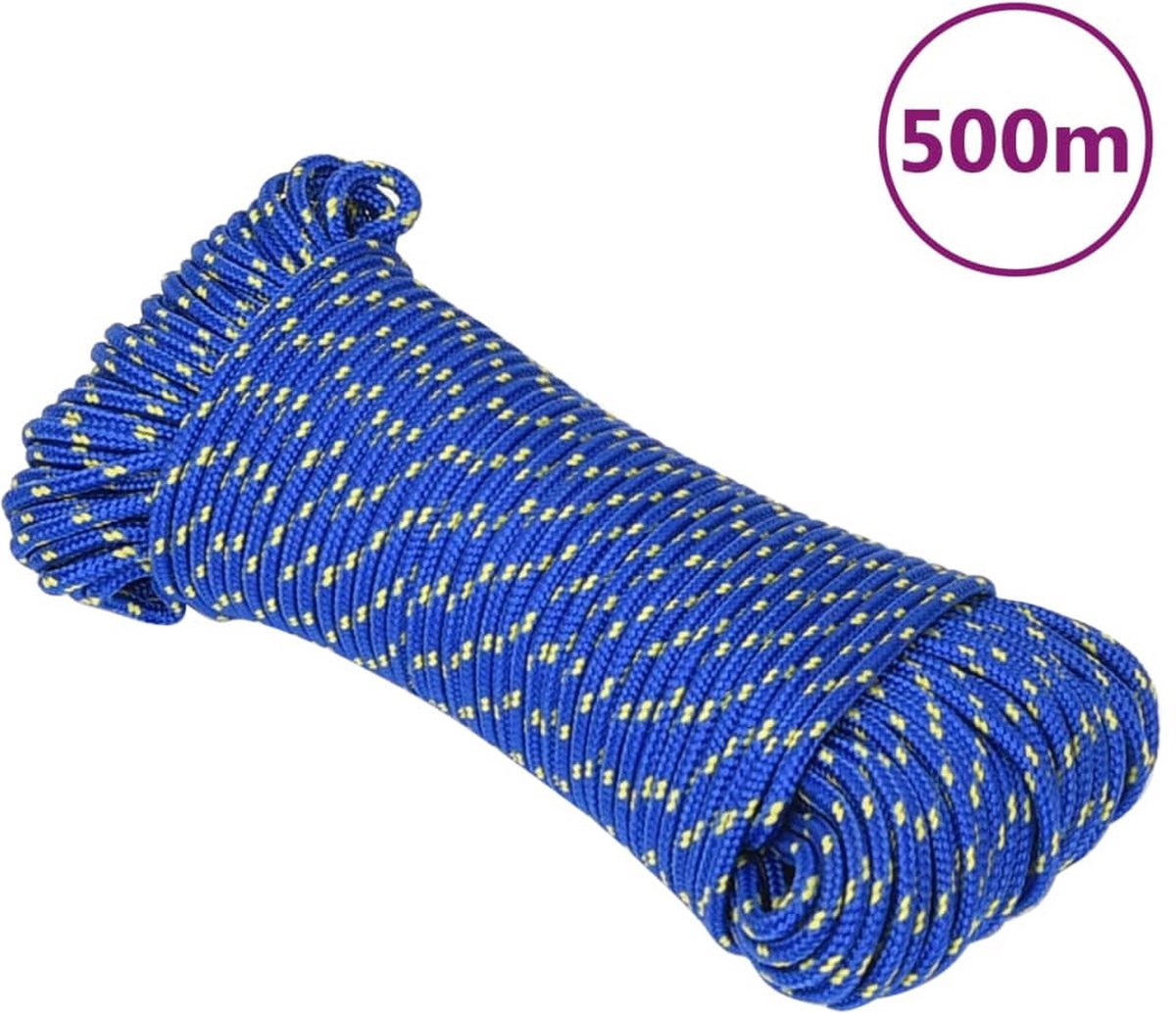 Vidaxl Boottouw 3 Mm 500 M Polypropyleen - Blauw