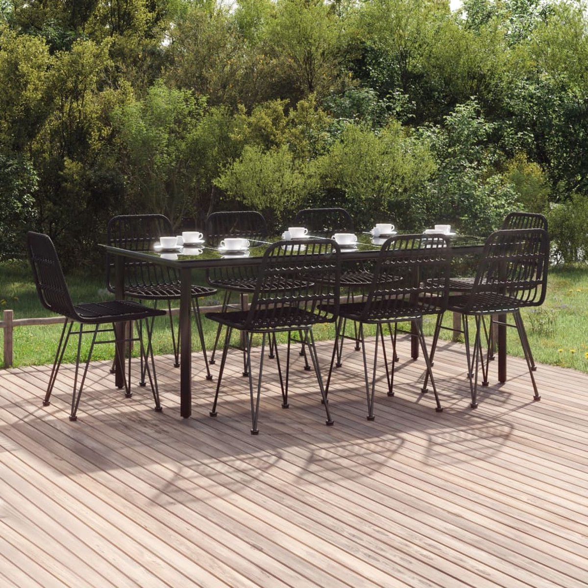 Vidaxl 9-delige Tuinset Poly Rattan - Zwart