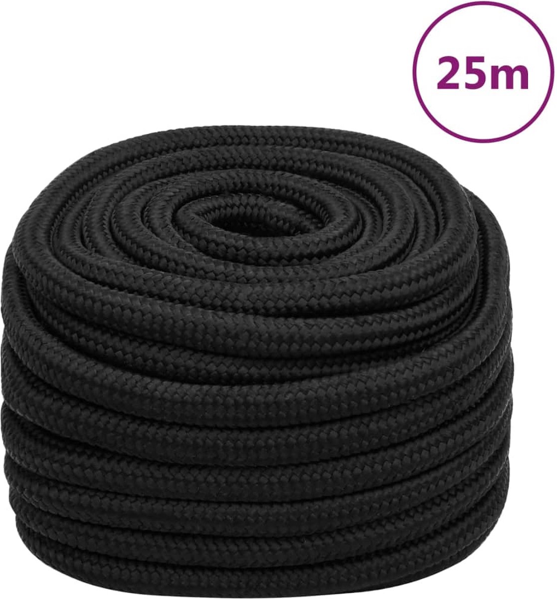 Vidaxl Boottouw 20 Mm 25 M Polypropeen - Zwart