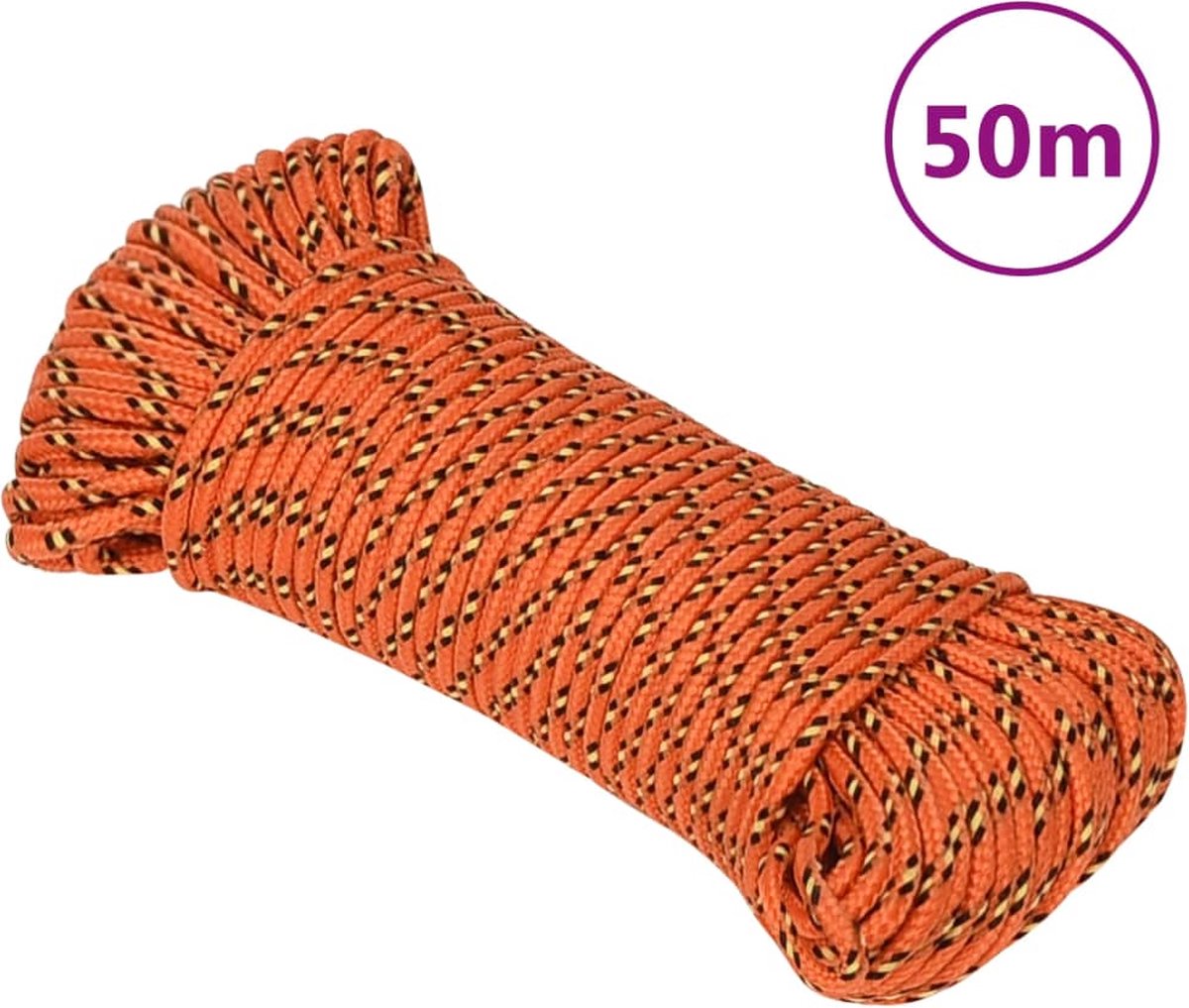 Vidaxl Boottouw 3 Mm 50 M Polypropyleen Oranje