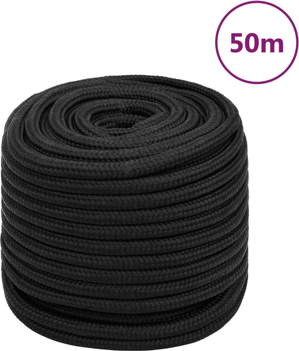 Vidaxl Boottouw 16 Mm 50 M Polypropeen - Zwart