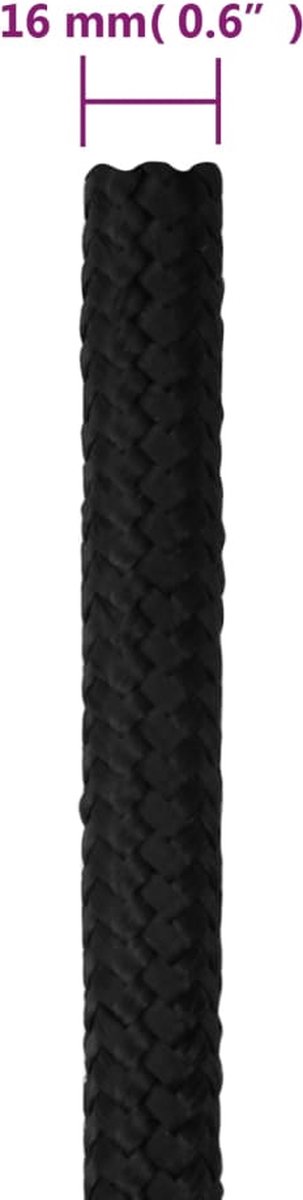 Vidaxl Boottouw 16 Mm 50 M Polypropeen - Zwart