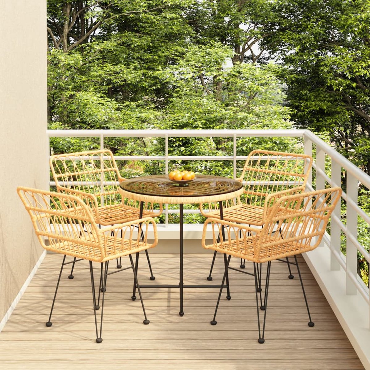 Vidaxl 5-delige Tuinset Poly Rattan - Bruin