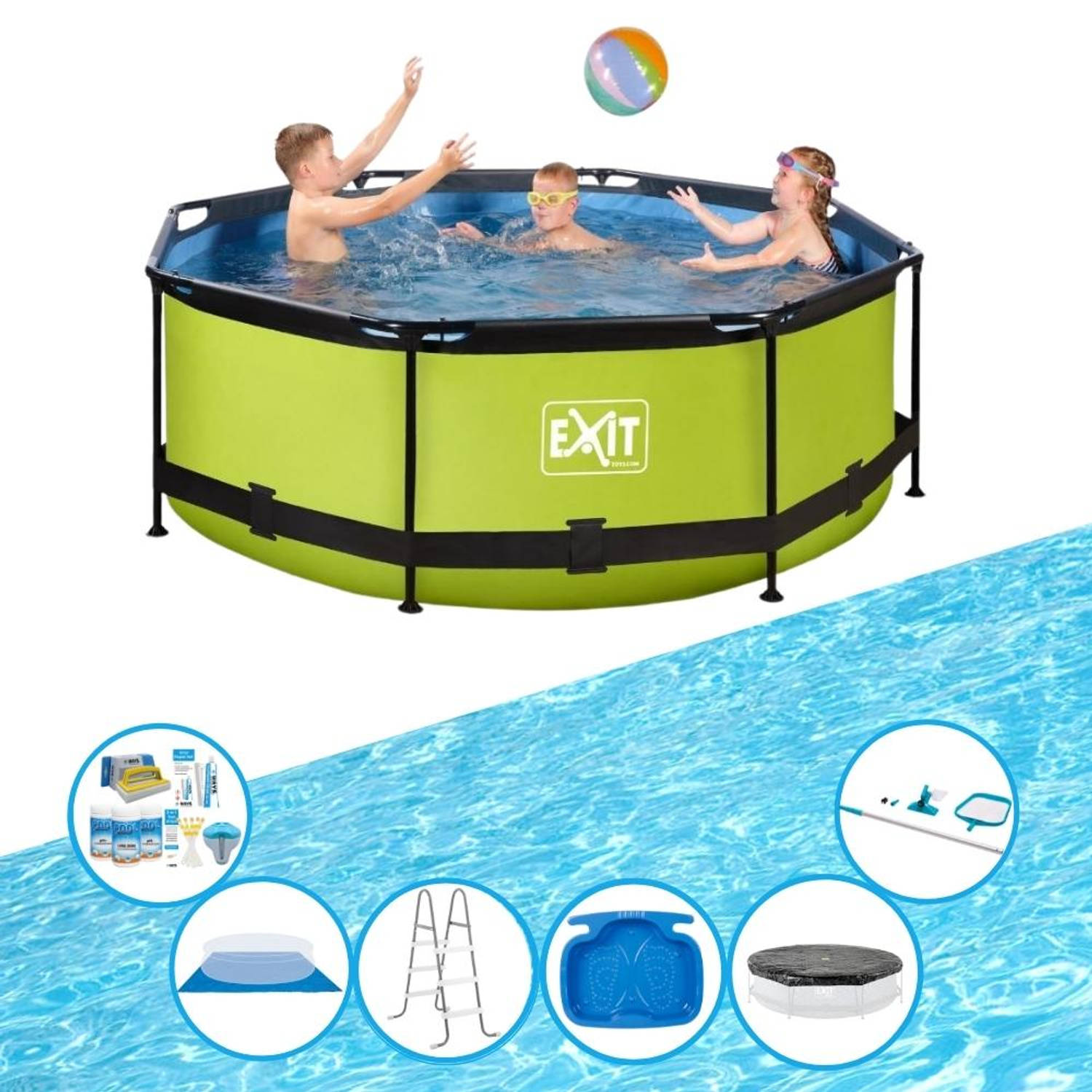 EXIT Toys Exit Zwembad Lime - Frame Pool ø244x76cm - Met Toebehoren - Groen