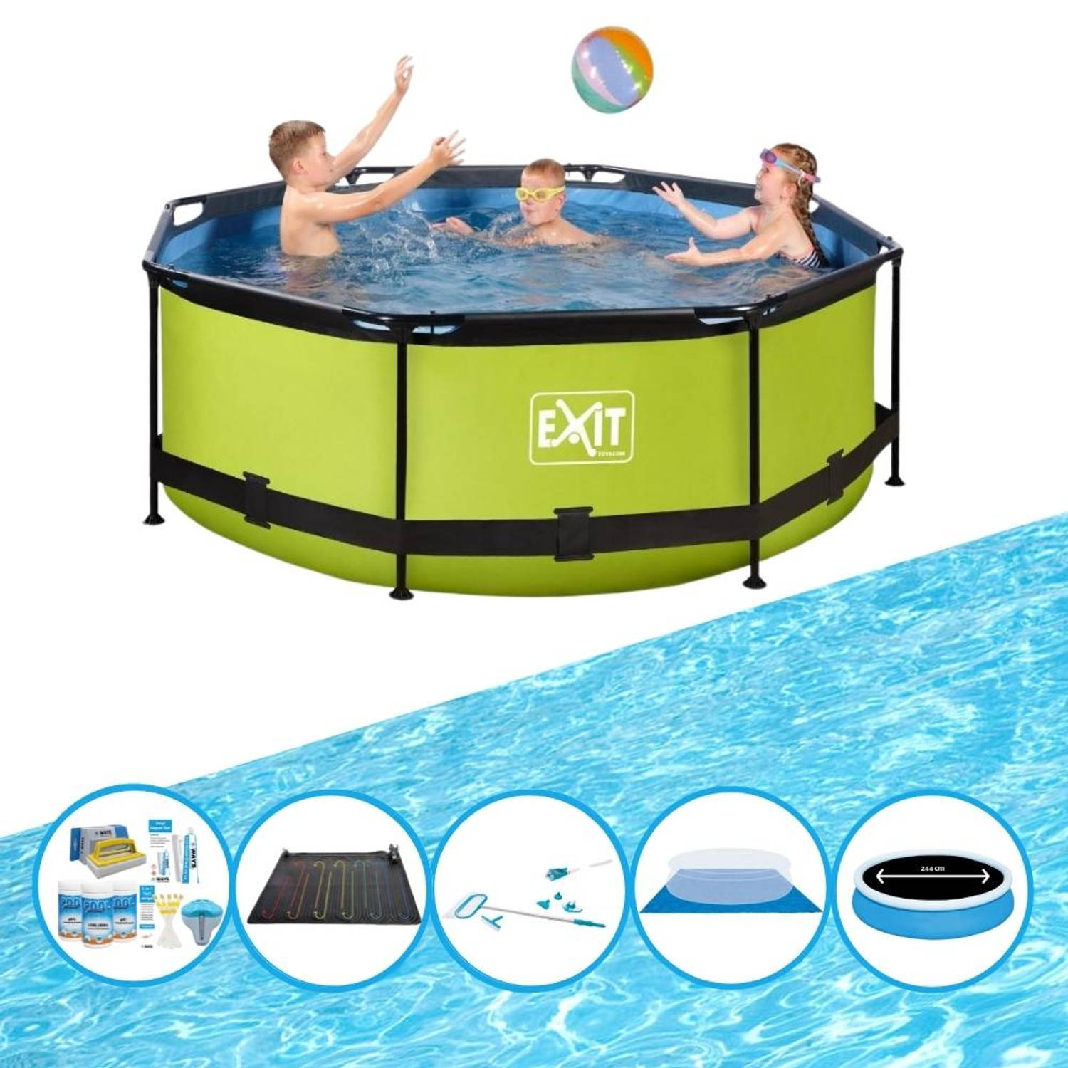 EXIT Toys Exit Zwembad Lime - Frame Pool ø244x76cm - Bundelpakket - Groen