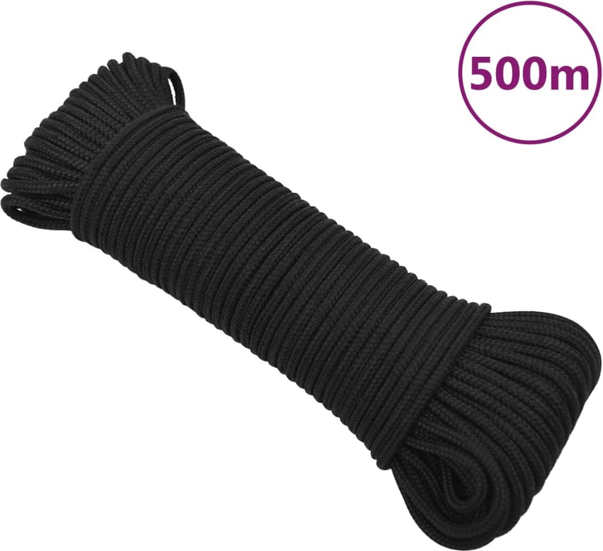 Vidaxl Boottouw 3 Mm 500 M Polypropeen - Zwart