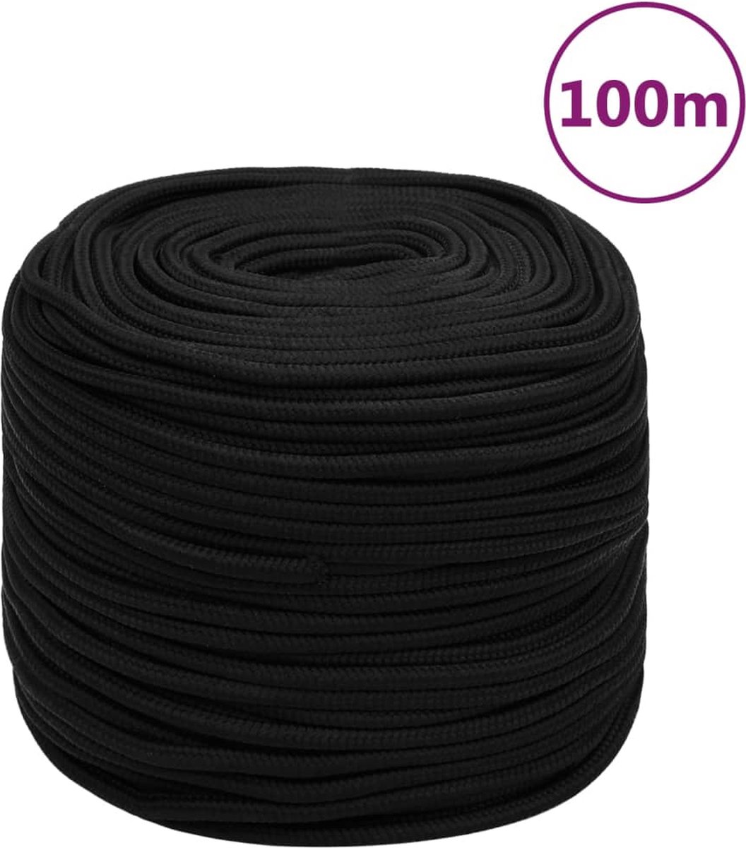 Vidaxl Werktouw 8 Mm 100 M Polyester - Zwart