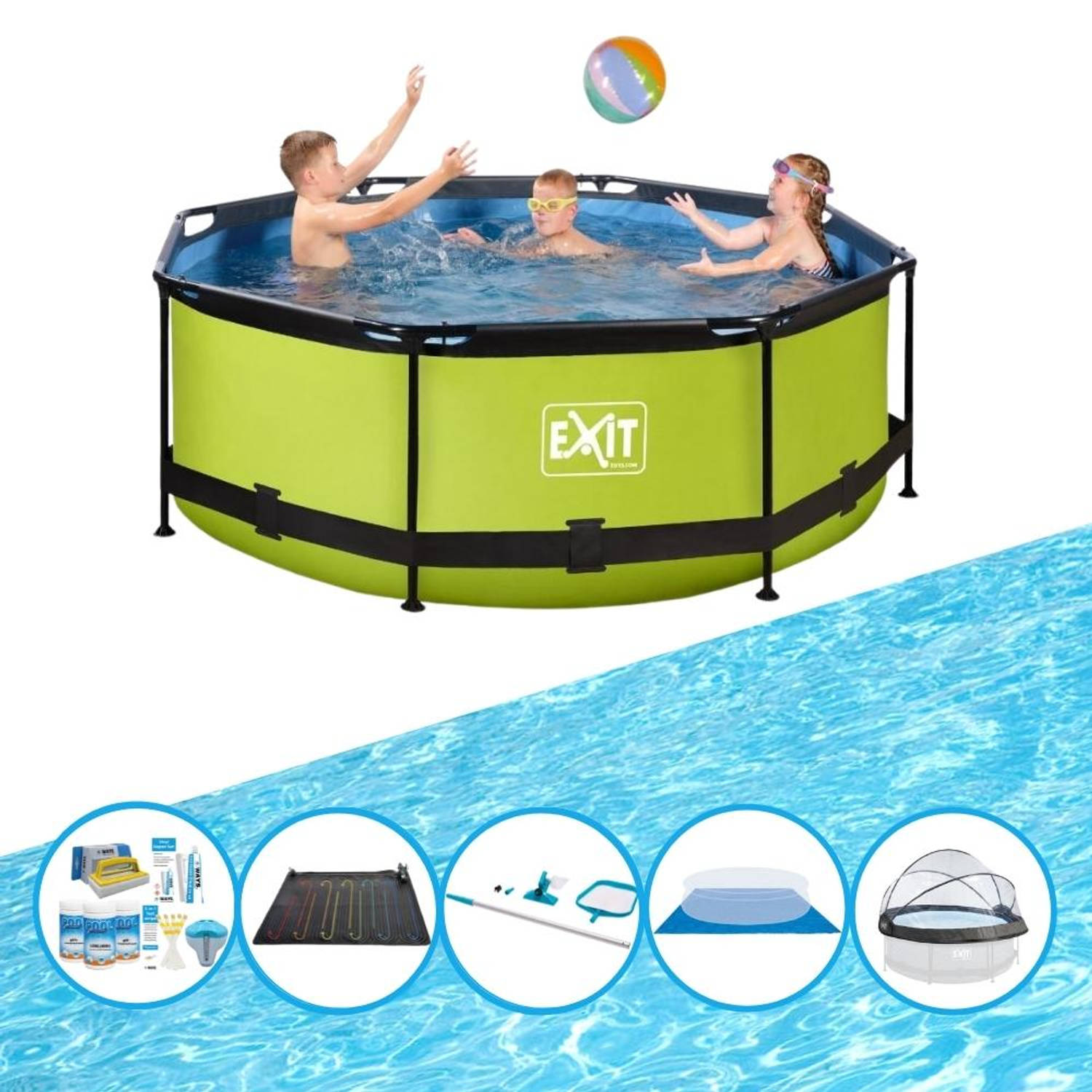 EXIT Toys Exit Zwembad Lime - ø244x76 Cm - Frame Pool - Inclusief Accessoires - Groen