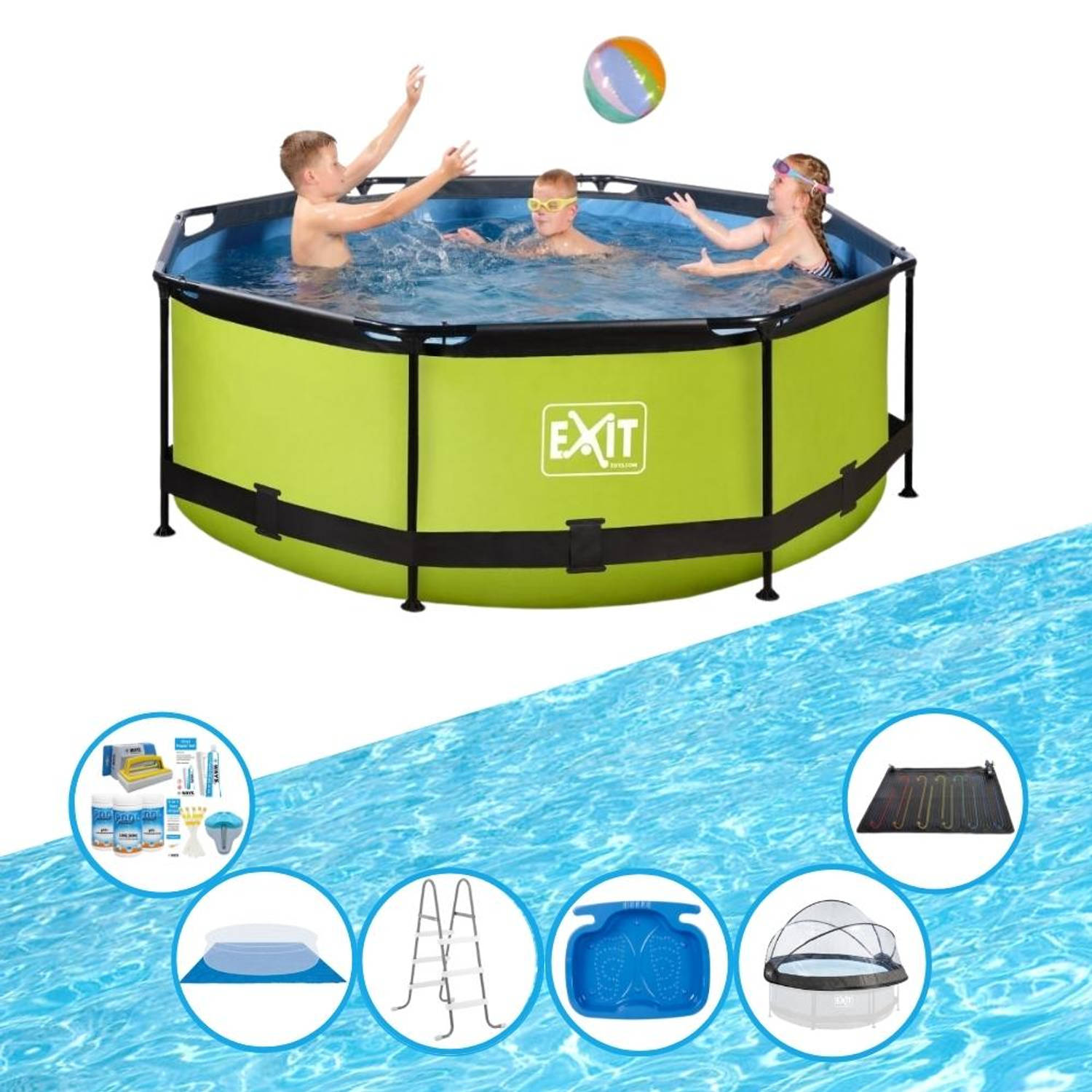 EXIT Toys Exit Zwembad Lime - ø244x76 Cm - Frame Pool - Inclusief Toebehoren - Groen